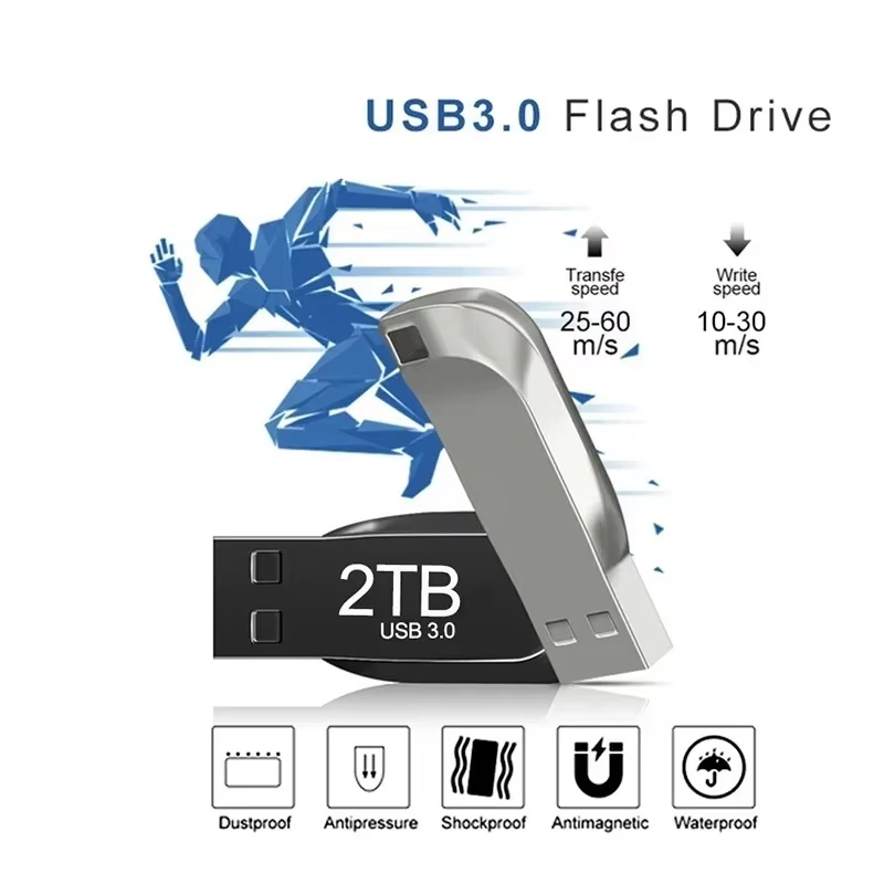2tb usb-minnen usb 3.0 mini usb-minnen med hög hastighet i metall bärbar enhet vattentät minneskort förvaring u-disk 1tb 512gb stick
