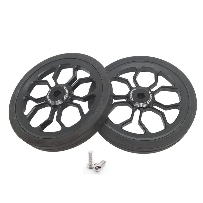 Aceoffix-rueda de empuje de gran tamaño para bicicleta, rueda fácil de 80mm para Brompton, 1 par: black