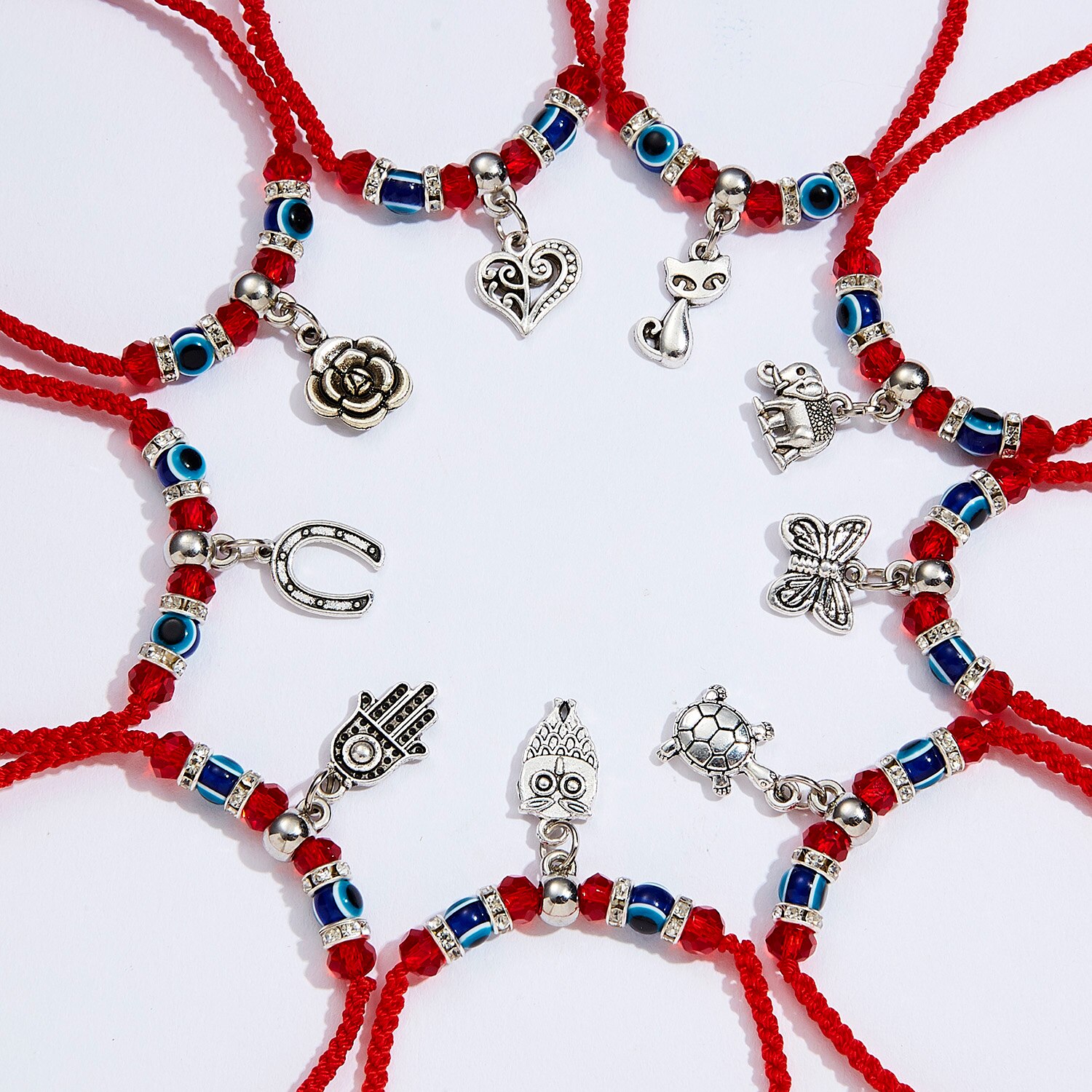 Mode Gevlochten Touw Kralen Blue Evil Eye Charm Armband Vrouwen Lucky Red String Hamsa Hand Armbanden Handgemaakte Vriendschap Sieraden