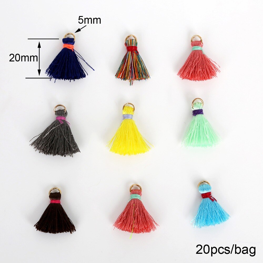 20 sztuk kolor mini 20mm kutas grzywka wisiorek DIY impreza wiszące pierścień sznury zakończenie z frędzlami odzieży zasłony biżuteria dekoracje frędzle koronki