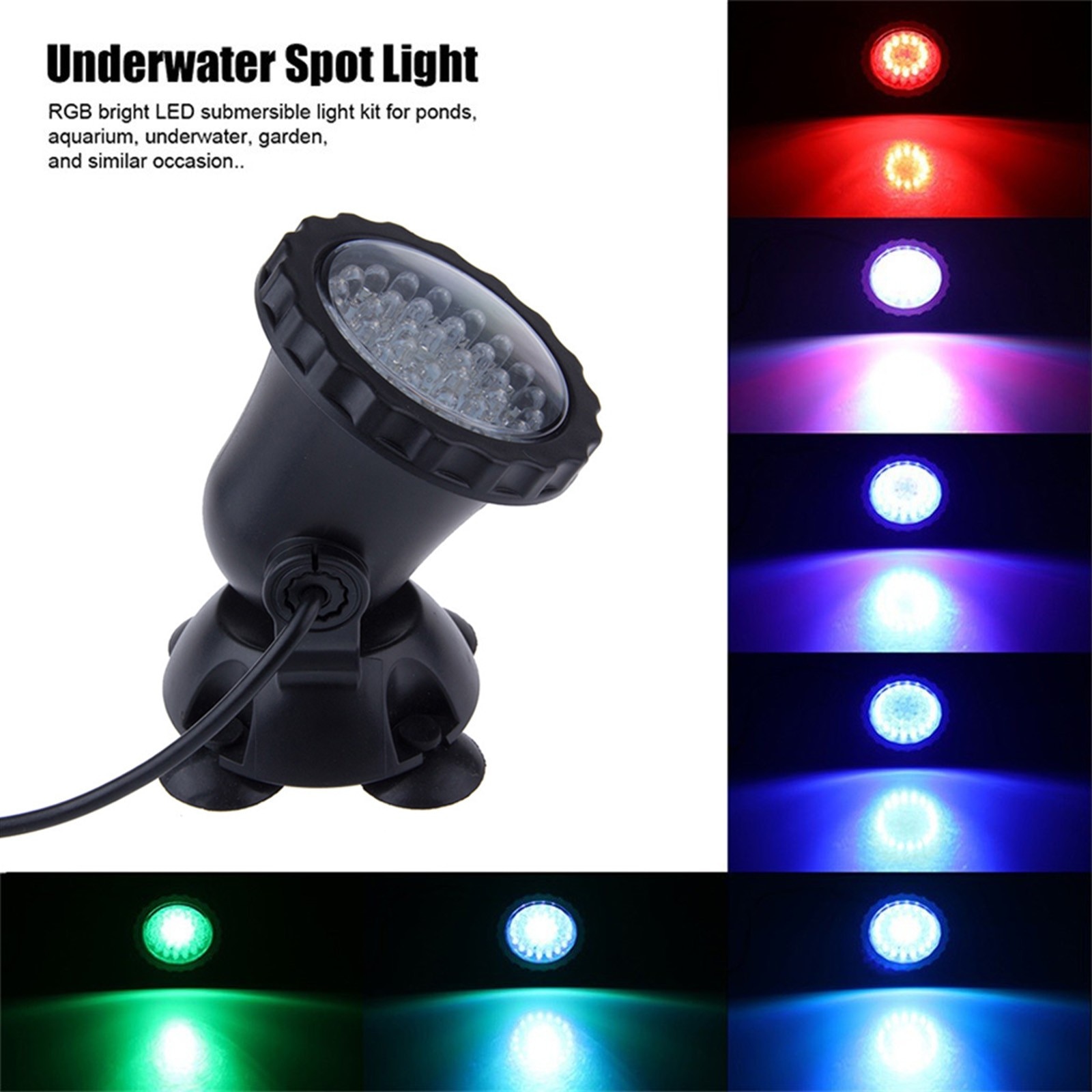 Uk Plug Vijver Led Lampen Waterdicht Onderwater Verlichting Dompelpompen Multicolour Rgb Verlichting Voor Zwembad Aquarium #4