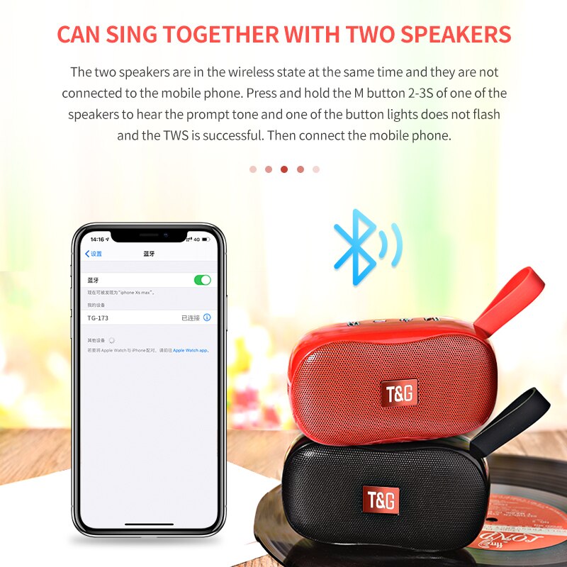TG-173 Mini Speaker Portable Wireless Bluetooth Speaker Subwoofer Outdoor Speaker Support FM TF Card