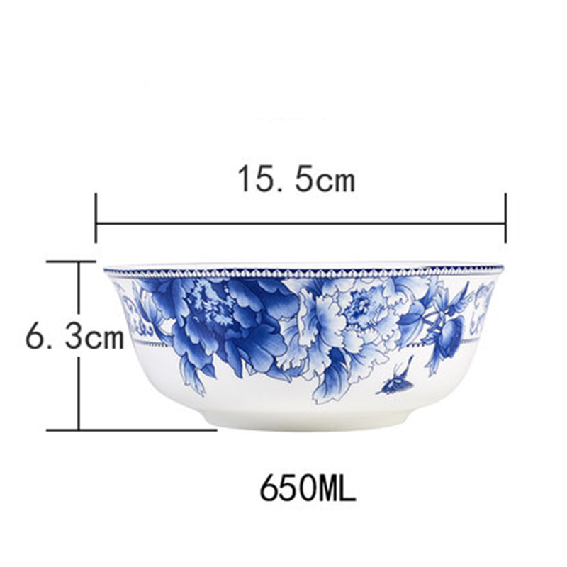 Blue and white porcelain Rice Soup Bowl Chinese Style Ceramic Bowl Mixing Bowl: 6 inch B