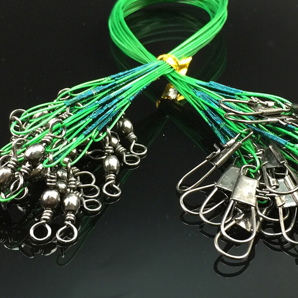 20Pcs Stainless Steel Wire Fishing Lure Trace Wire Leader Swivel Tackle Spinner Anti-bite Steel Fishing Line Sea Fishing Tackle