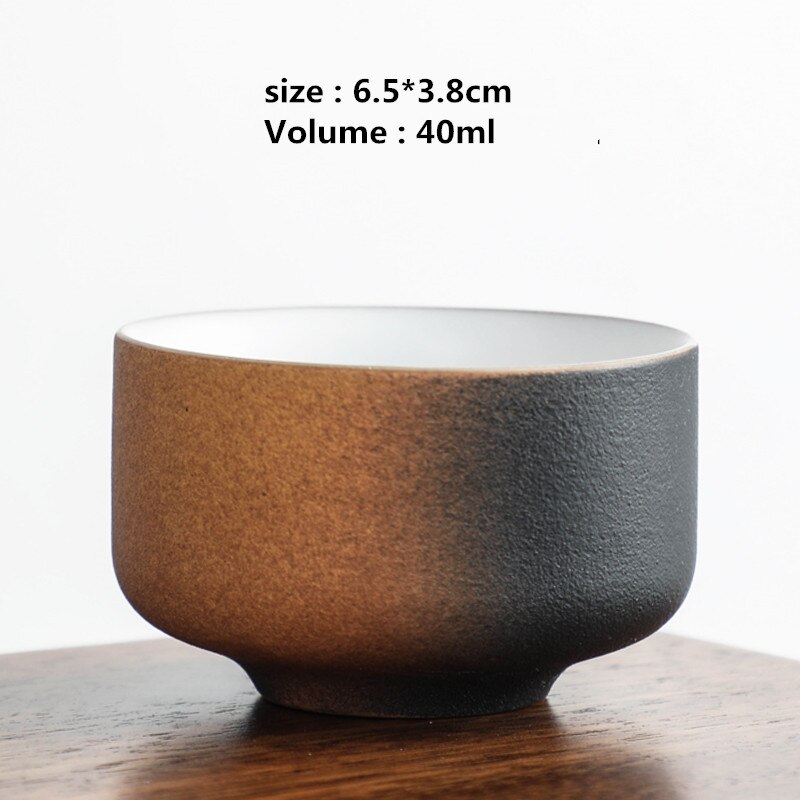 Bol à thé japonais en céramique en céramique, poterie grossière tasse à thé en céramique Vintage Kung Fu service à thé ustensiles à boire bols Pu'er faits à la main: C