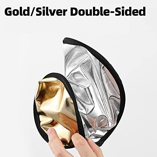 TENWISH Photography Mini Reflector 30cm 2 in 1 Collapsible Multi-Disc Light Reflector with Bag Gold Silver &amp; White Silve