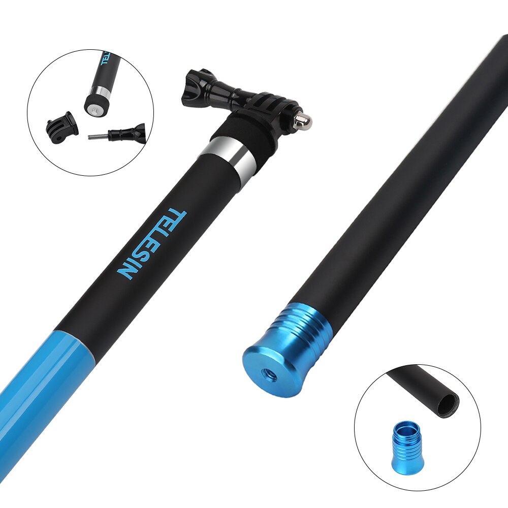 TELESIN 106 "Selfie Stick para GoPro Hero 6 5 4 3 sesión Xiaomi YI 4K SJCAM EKEN teléfono inteligente de fibra de carbono extensible de mano