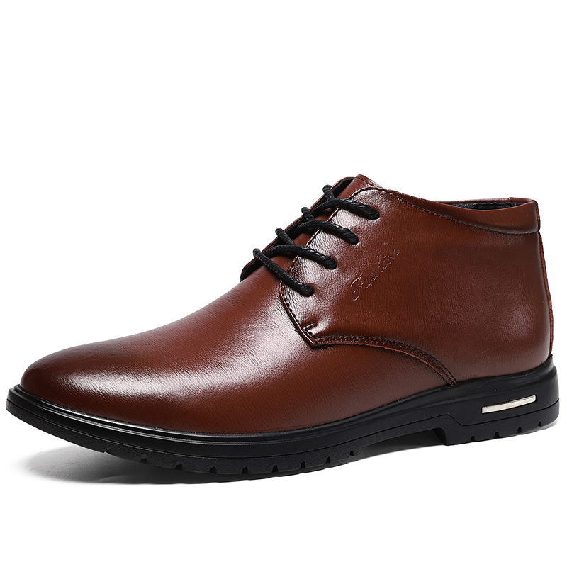 Vinter snöstövlar läder varma pälsstövlar casual plysch stövlar chelsea boots stor storlek 38-47