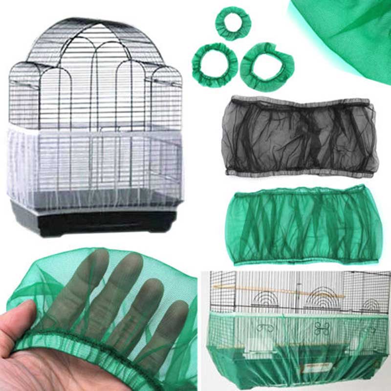 Fugleburdæksel nylon mesh skal nederdel let rengøring frøfanger vagt fuglbur tilbehør luftigt mesh papegøje fuglburnet