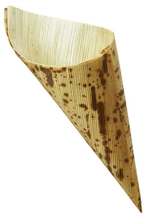 - tilbehør til festbryllup, miljøvenligt engangsservice , 85*55mm mini pommes frites/chips bambus blad kegle , 40/ pakke