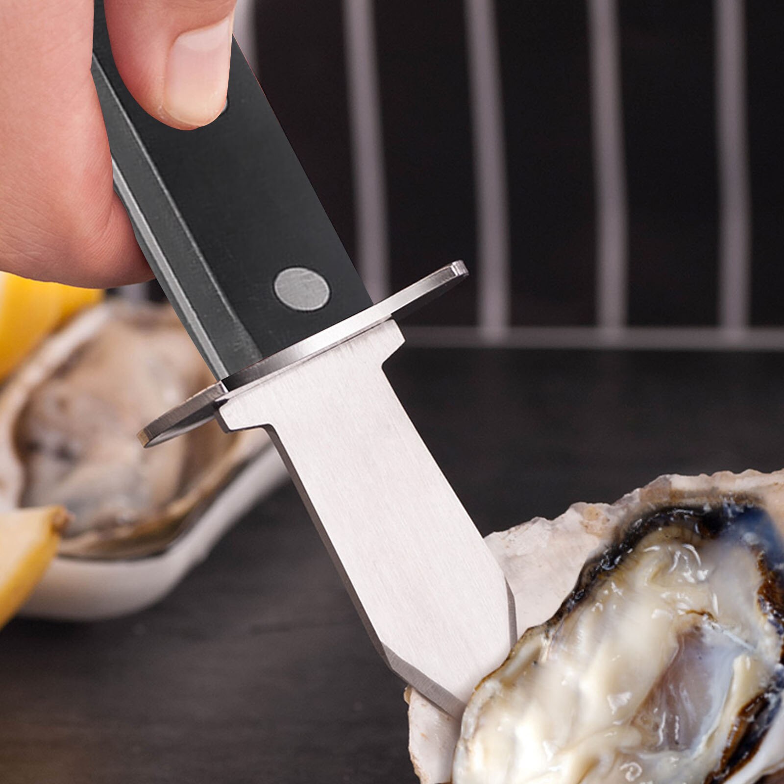 Portable Stainless Steel Seafood scallop pry knife with wooden handle Oyster knives Sharp-edged Shucker Shell Seafood Opener