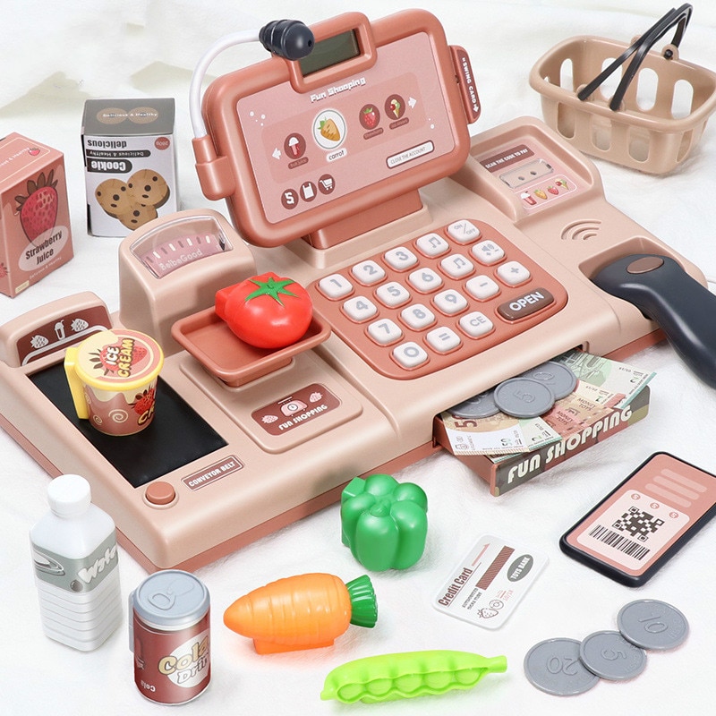 Casa del gioco Del Giocattolo di Simulazione Intelligente Scansione del Registratore di cassa di Carta Magnetica Educativi Multifunzionale Supermercato Giocattoli per Bambini