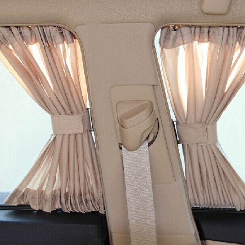 2 X 50L Rekbaar Aluminium Rail Car Side Window Zonnescherm Gordijn Auto Window Zonneklep Met Elastische Koord-Zwart/Beige/Grijs
