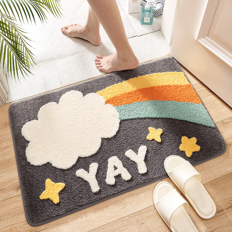 Quick Dry Absorbent Bath Rug Non Slip Soft Cloud Comfort Anti Shedding TPR Backing Lock Fiber Tech No Lint Fluffy Bathroom Mat: Red / 400MMx600MM
