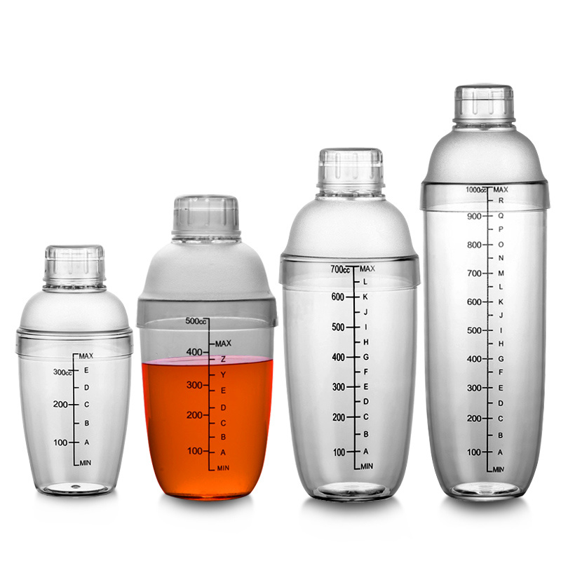 1 st 350ml/530ml/700ml/1000ml cocktailshaker redskap för hembaren plast shake cup vin drink mixer shake flaska  mx9231012: 4 in 1