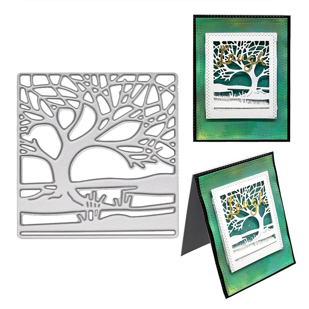 Rektangel träd metall skära stansar schabloner fotoalbum kort hantverk prägling scrapbooking prägling gör det själv papper bröllopskort