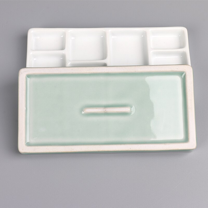 Ceramic Multi-grid Palette Watercolor Gouache Pigment Palette Porcelain Plate Jingdezhen Color Palette Pigment Plate