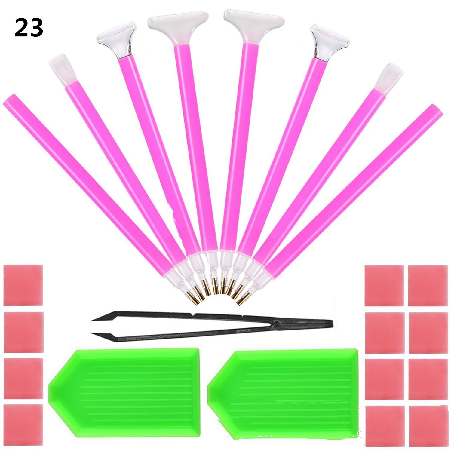 Diamant schilderen tool kruissteek hulpmiddel DIY borduren pen set met pincet 26 delige set en 23 delige set: Set A(23 pieces)