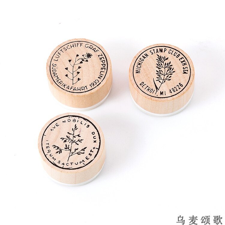 Retro Postmark Series Plant decoration stamp wooden rubber stamps for scrapbooking stationery DIY craft standard stamp: 3