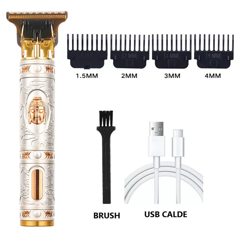 Maquinilla de afeitar de peluquero para hombres, afeitadora recargable estilo Retro T9 con cabezal de aceite, cortadora de pelo inalámbrica para niños, afeitadora de estilismo para mascotas: buddha1