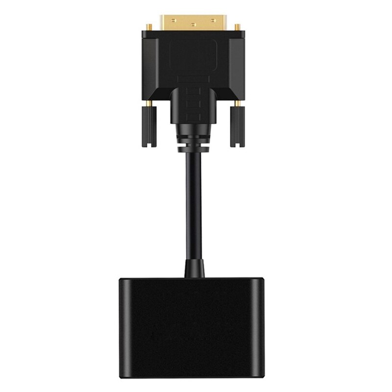 Dvi til hdmi+vga adapter 2 i 1 dvi omformer 1080p hd adapter egnet til tv, projektor, skjerm