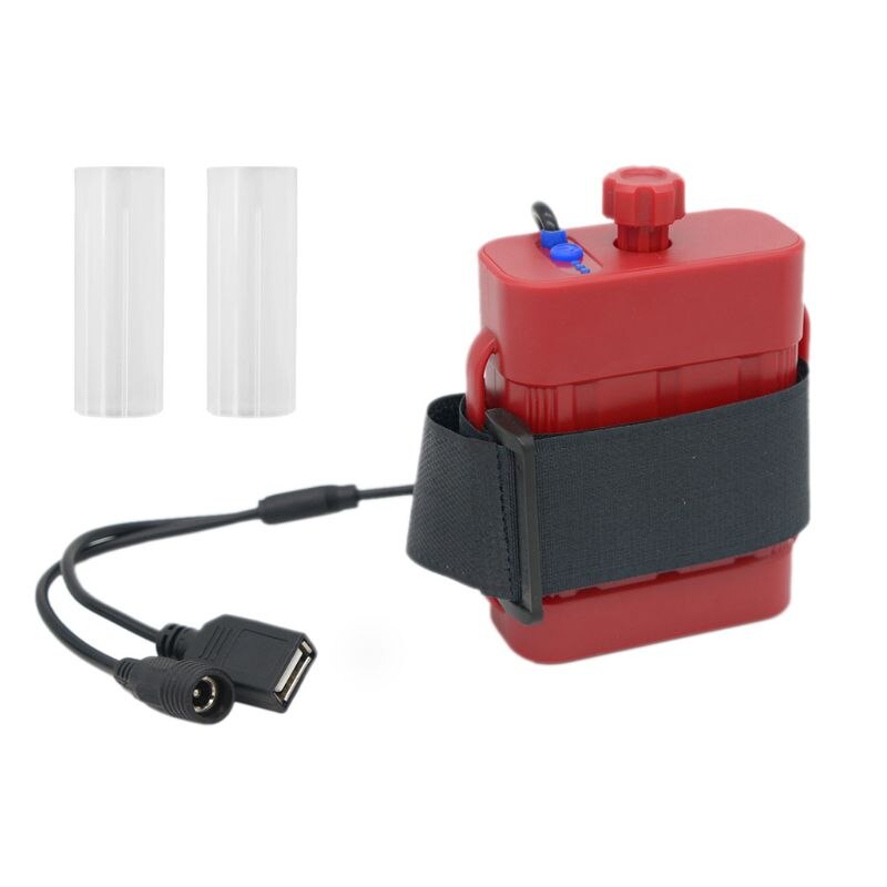 Portable Waterproof Battery Holder - 2x 26650 Battery Case for Bicycle Light External Power Storage: Red