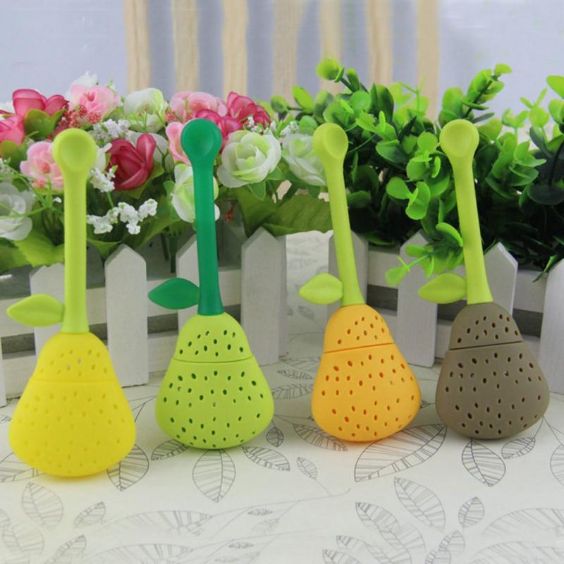 Colador de hojas de té en forma de pera de silicona, Infusor de especias, herramienta de filtro, coladores de té portátiles, accesorios para el té