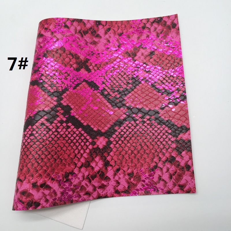 Tela metálica de piel sintética de serpiente, hojas de cuero sintético, para hacer lazos, R2033A, 21x29cm, 1 unidad: 7