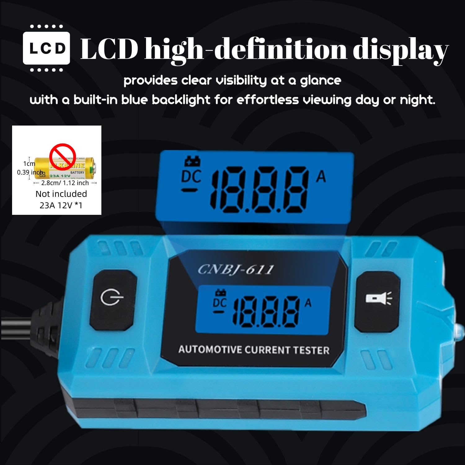 CNBJ-611 Automobil Sicherung Strom Tester Hintergrundbeleuchtung Auto Leckage Analysator 12V 20A 0,01A ~ 19,99A Sicherung Galvanometer diagnostizieren Werkzeug