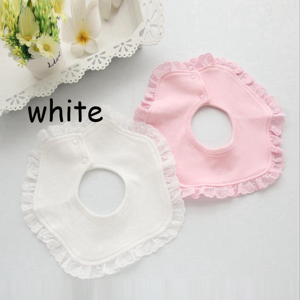 Baby Bib Meisje 100% Katoen Speeksel Handdoek Kant Boog Roze En Wit Bib Baby Meisje Leuke Leuke Bib Baby Speeksel handdoek Bib: white 3