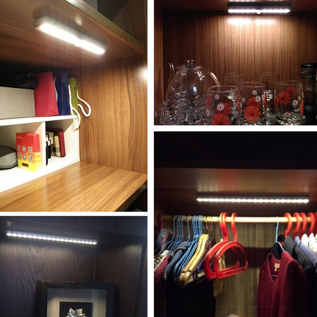 Smart Led Nachtlampje Menselijke Infrarood Inductie Sensor Licht Batterij Opladen Lamp 10 Led Garderobe Kast Verlichting