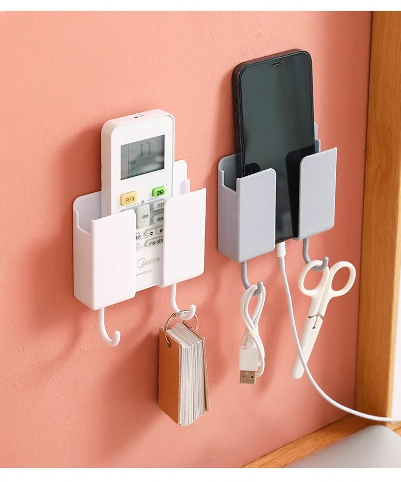 Soporte multifunción para teléfono inteligente, organizador montado en la pared, caja de almacenamiento, gancho para cargador de pared, organizador de cables, soporte de base de carga