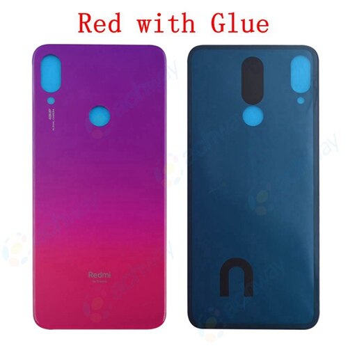 Voor Redmi Note 7 Pro Terug Batterij Cover Deur Achter Glas Voor Xiaomi Redmi Note7 Batterij Cover Behuizing Case met Lijm: Red