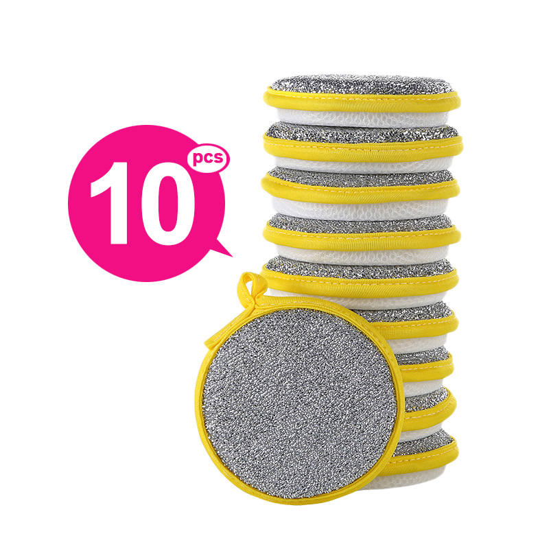 Double Side Dishwashing Sponge Dish Washing Brush Pan Pot Dish Wash Sponges Household Cleaning Reusable Kitchen Tools: Gold