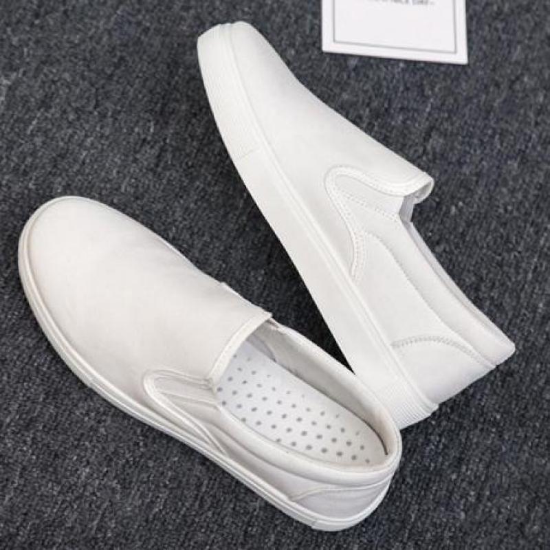 Summer Mens Canvas Shoes Casual Loafers Men Slip On Flats Breathable Comfortable Driving Shoes Flat Male Walking Sneakers White