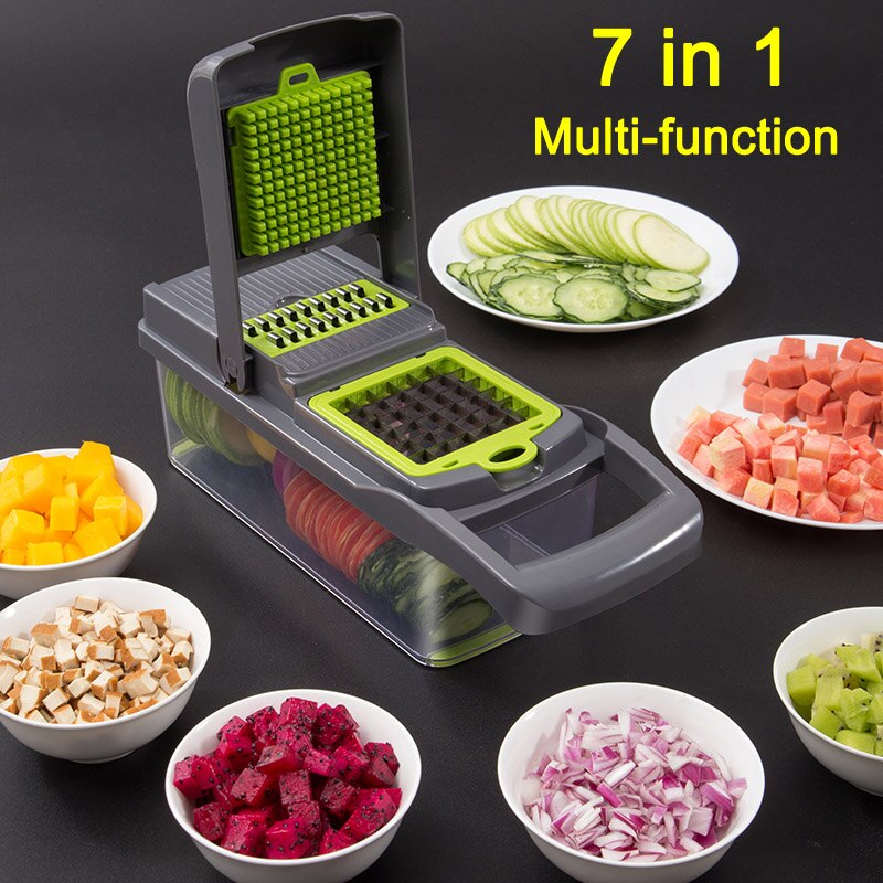 Food Chopper Vegetable Fruit Cheese Onion Chopper Slicer Dicer Cutter Grater 12 in 1 Veggie Chopper JW: Default Title