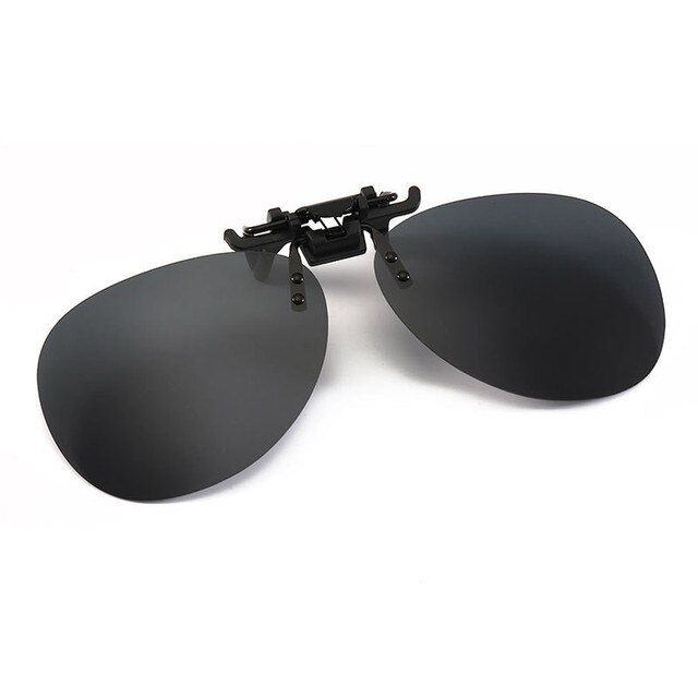 Unisex Polarized Clip On Flap Up Sunglasses UV400 Protection Glasses Men Women Driving Goggle Night Vision Fishing Goggle: Grey