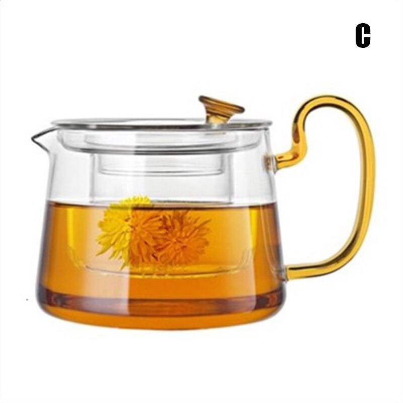 500ml Unique Side Handle Pot Glass Teapots High Temperature Resistant for Home BV789: C