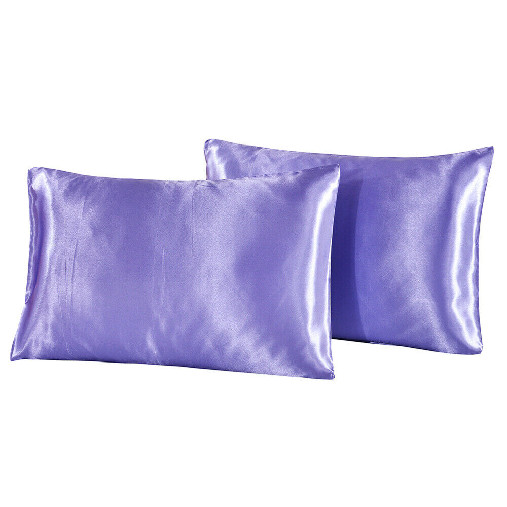 2 Stuk Koningin Zijde Satijn Kussensloop Eenvoudige Effen Kleur Beddengoed Huishoudelijke Glad Multicolor Simulatie Zijde Satijn Kussensloop Thuis: purple