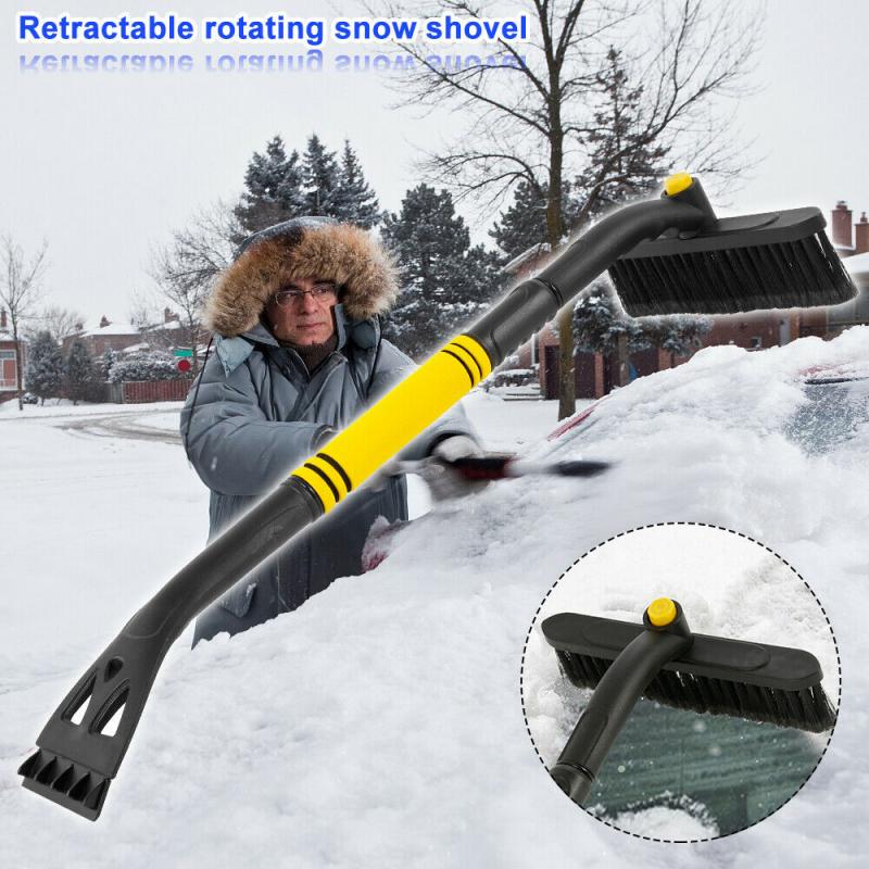 360° Rantation Extendable Car Snow Shovel Ice Scraper Adjustable Windshield Snow Remove Defrost Deicing Shovel Clean Tool