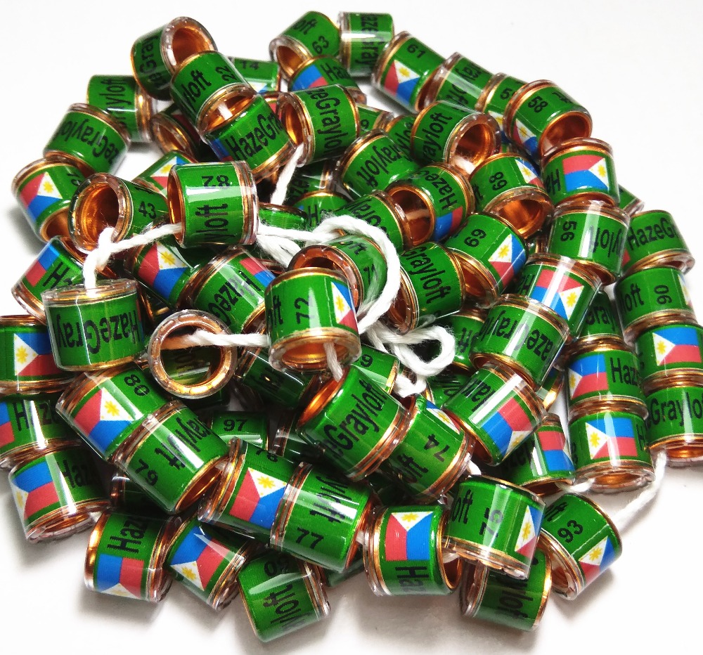 100 stks/set 8mm plastic met gouden aluminium core ringen duif bands