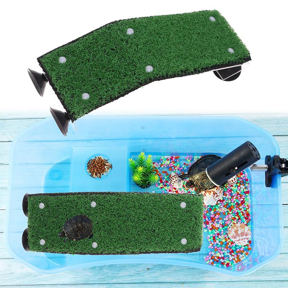 Aquarium schildpad platform reptiel klimladder habitat decoratie zonneterras drogen gesimuleerd gazon zuignap drijvend