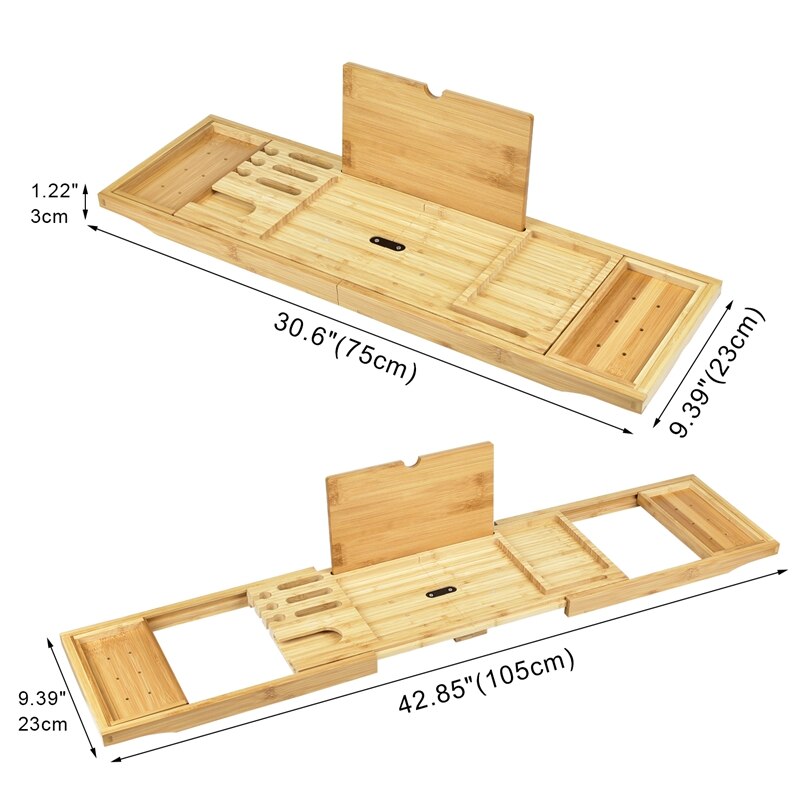 Opvouwbare handgemaakte badplank van bamboe, geschikt voor badplankhouder voor notitieblok/boek/tablet