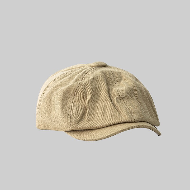 Vrouwen Korte Rand Ongedwongen Krantenverkoper Hoed Lente Herfst Dunne Retro Baret Hoed Mode Wilde Toevallige Hoed Unisex Wilde Achthoekige hoeden: Khaki