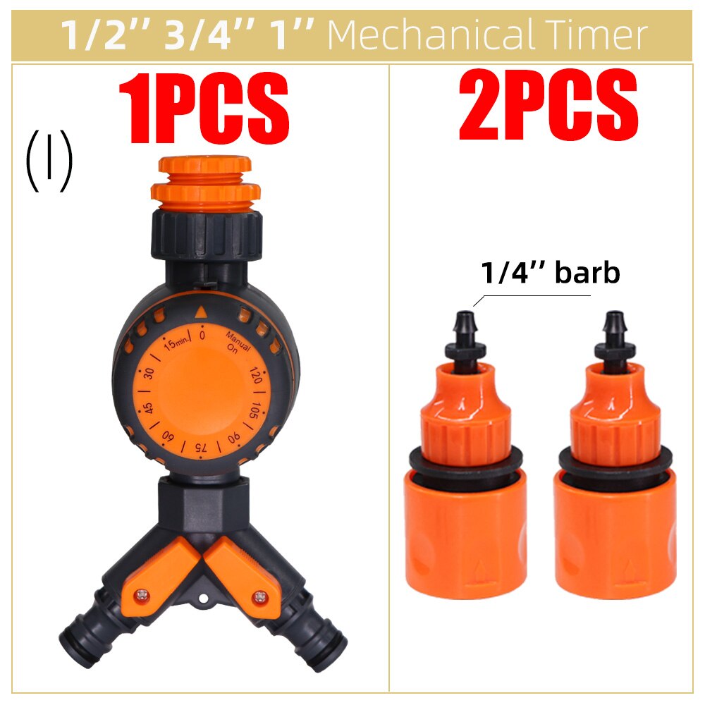 Garden Mechanical Watering Timer Greenhouse Drip Irrigation 3-Way Double Control Valve for Faucet Hose Automatic Controller: I