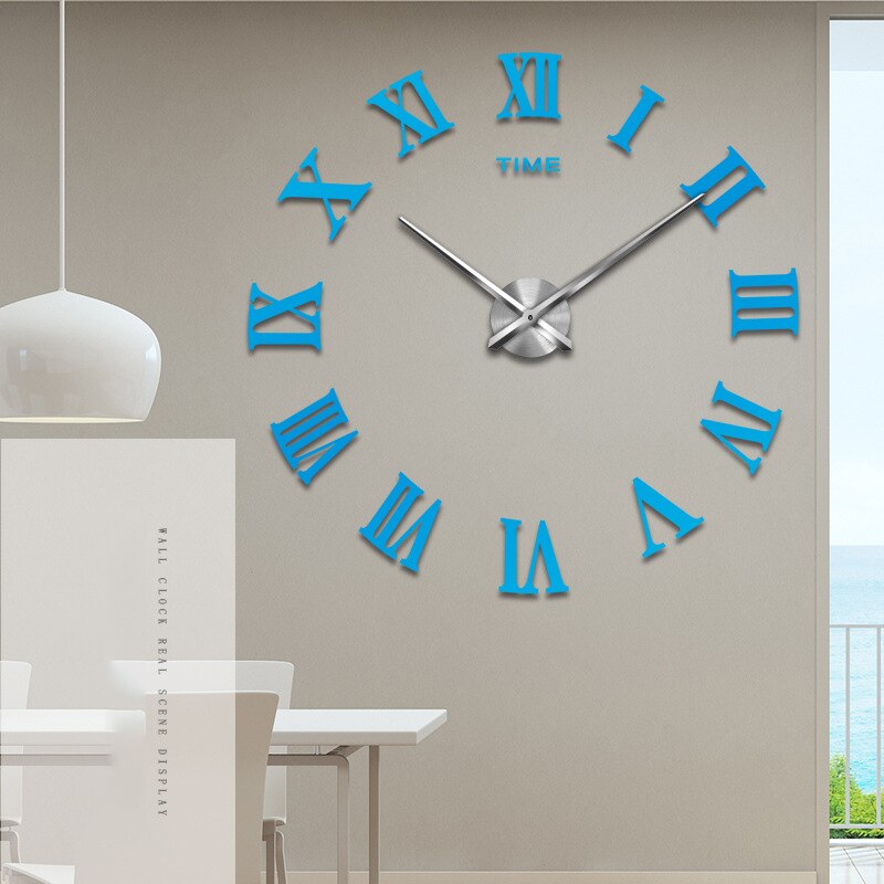 Romeinse Cijfers Wandklok Mute Thuis Woonkamer Studie Slaapkamer Horloge Muur Europa Horloge 3d Diy Acryl Spiegel Klok Digitale