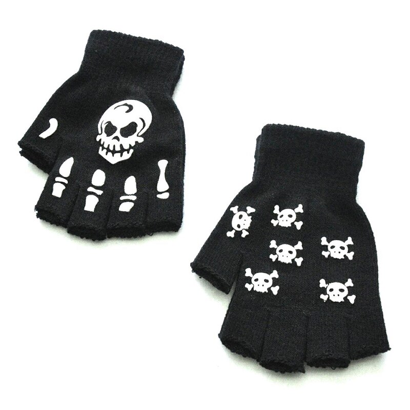 Halloween-stijl handschoenen horror schedel klauw bot skelet halve handschoenen nieuwigheid unisex wanten handschoenen winter handwarmer