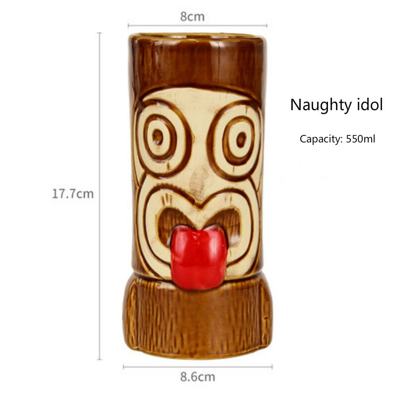 Copa Tiki Hawaiana para bebidas frías, estatua traviesa con cabeza de león para cóctel, vaso de cerámica para vino, Tiki, 425-600ml: Naughty idol