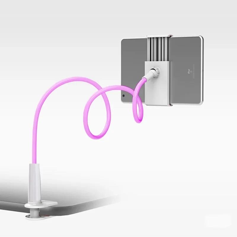 Mobiele telefoonhouder met clip, flexibele lange arm, zwanenhals, tabletbeugel en klem voor apparaten van 4-11 inch.: Zwart