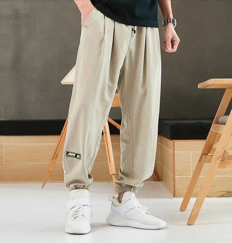 men pants korea style loose vintage casual streetwear pencil pants plus size elasticity man oversize big sales Harem pants 56 58: 7XL-115-125KG / Khaki